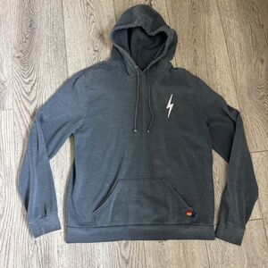 AVIATOR NATION AN Lightning bolt Pullover hoodie sweatshirt Navy Blue Gray XXL